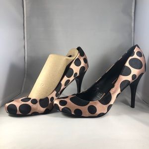 Jessica Simpson PolkaDot Heels, Sz 9.5, Desert/blk